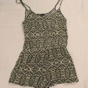 Olive green patterned romper